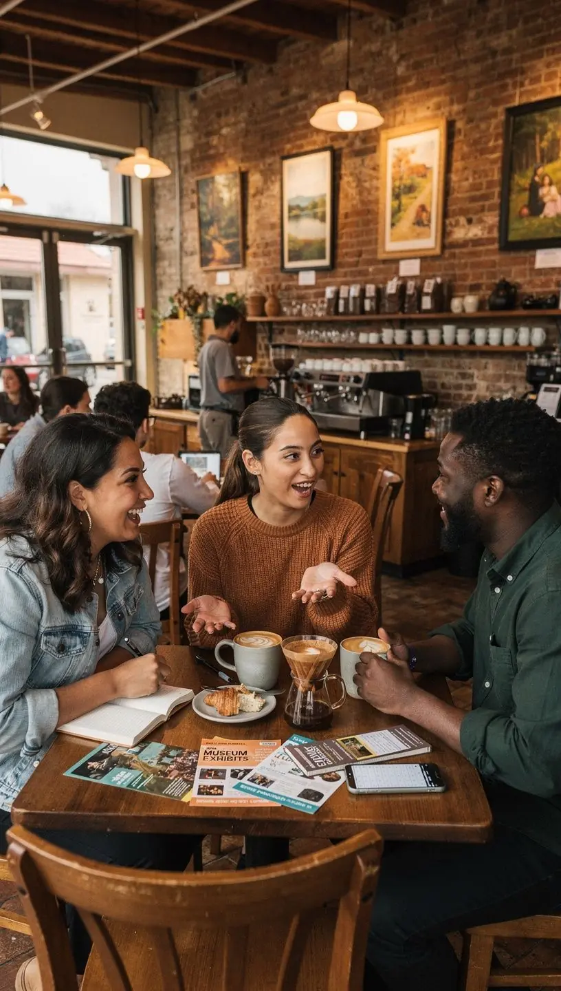 Grupa turystów zwiedzających interaktywną ekspozycję w muzeum.