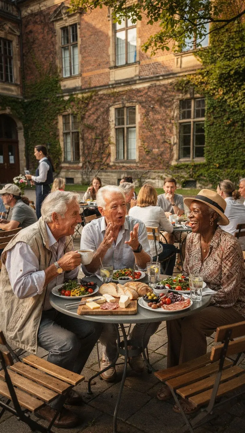 Uczestnicy wycieczki z przewodnikiem, którzy odkrywają tajemnice sztuki i historii.